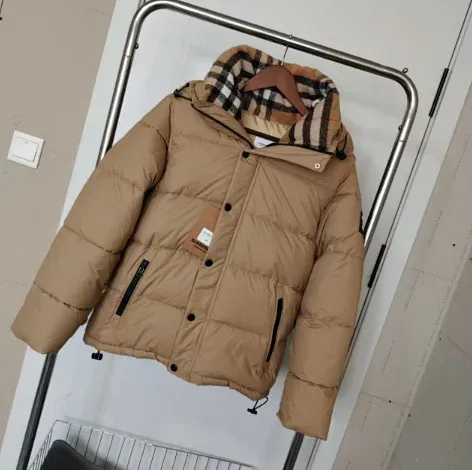 Burberry Check-Trimmed Down Jacket Beige - 1