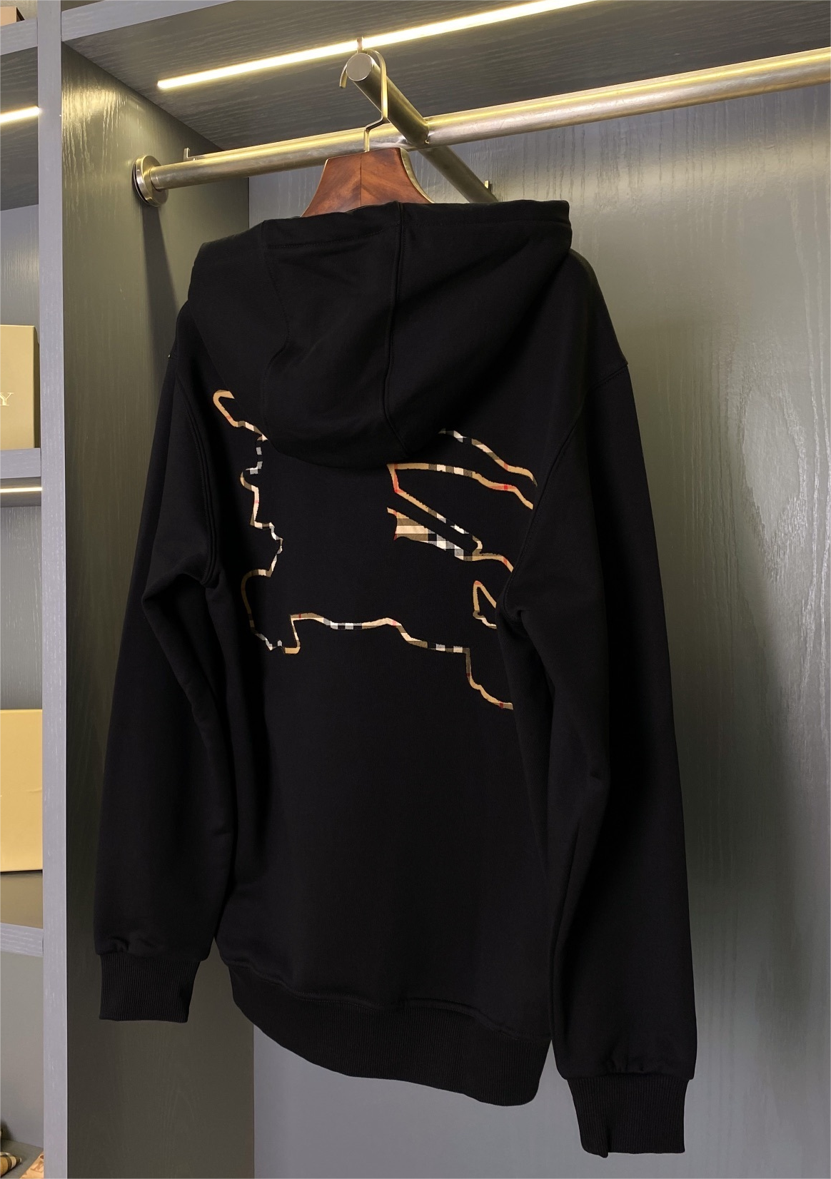 Burberry Horseferry Check Outline Hoodie Black