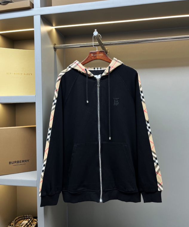 Burberry Monogram Logo Zip-Up Hoodie Gray - 10