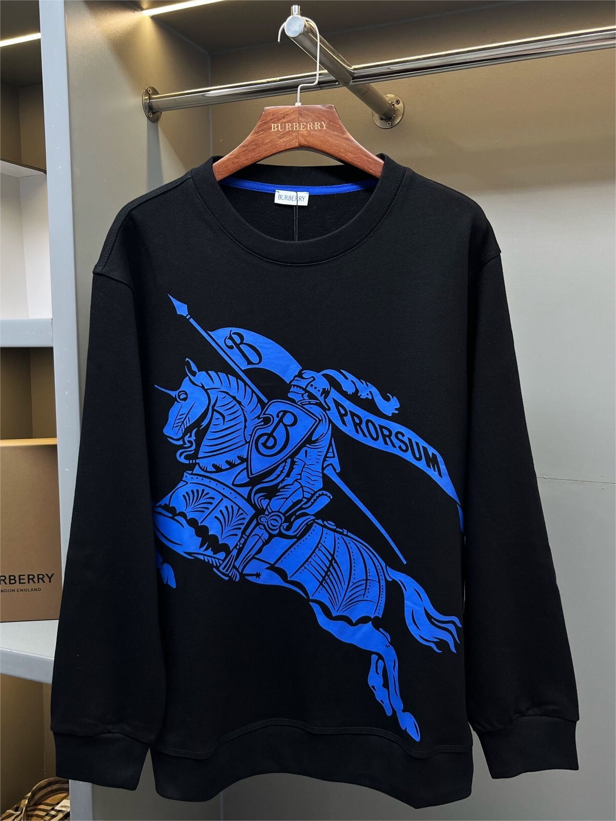 Burberry Knight Print Black Blue Hoodie