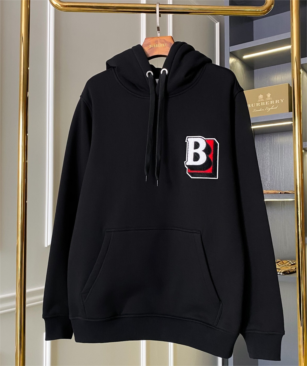 Burberry Monogram B Logo Hoodie Black