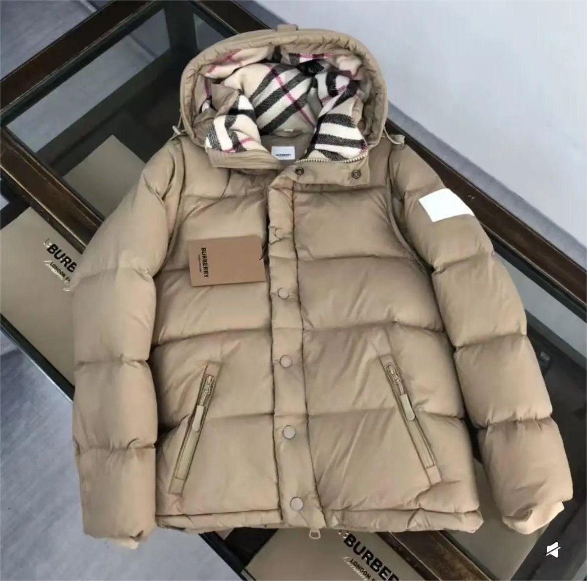 Burberry Hooded Windbreaker Jacket in Beige and Black Outerwear - 9