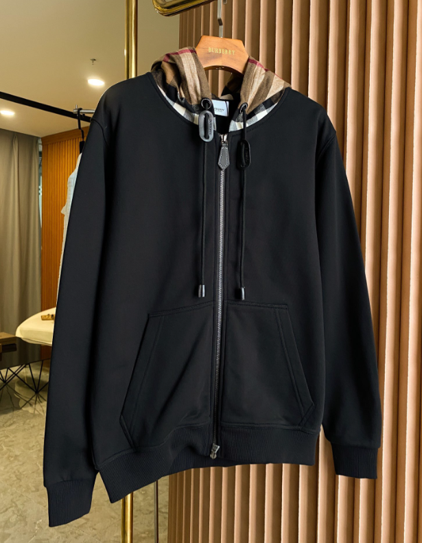 Burberry Monogram Logo Zip-Up Hoodie Gray - 8