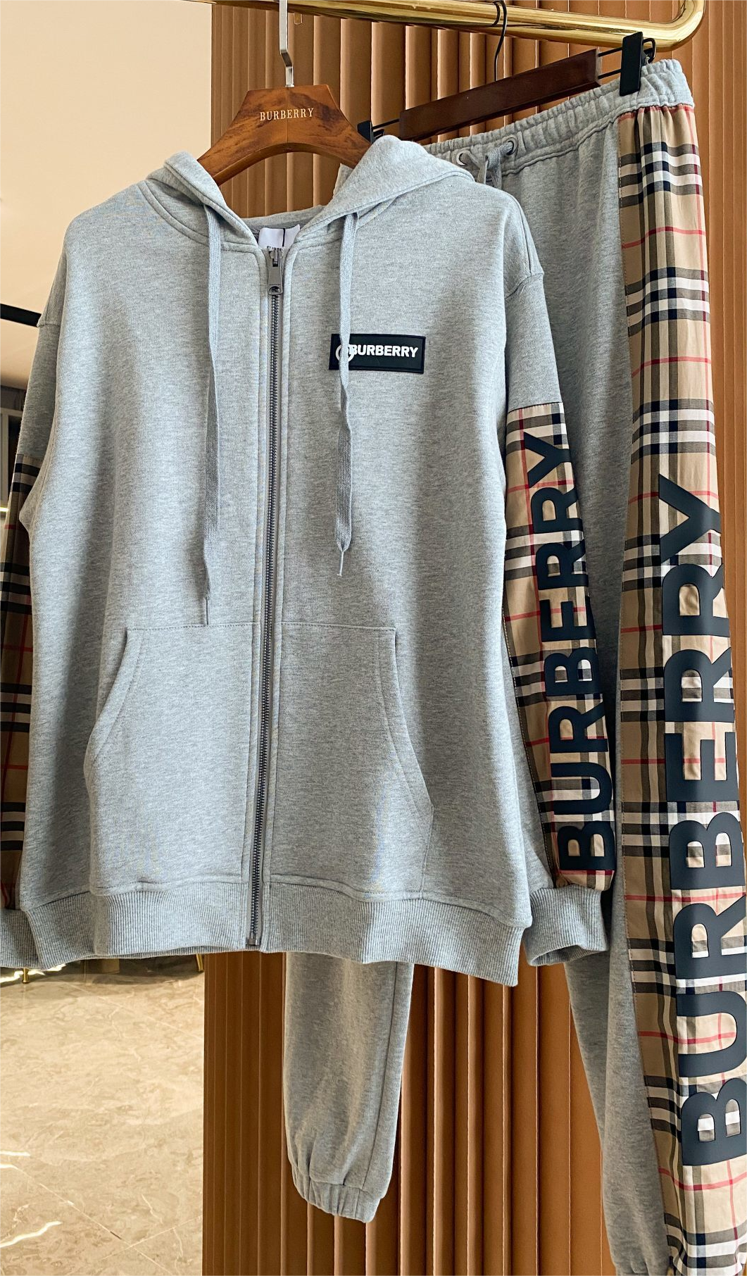 Burberry Monogram Logo Zip-Up Hoodie Gray - 14