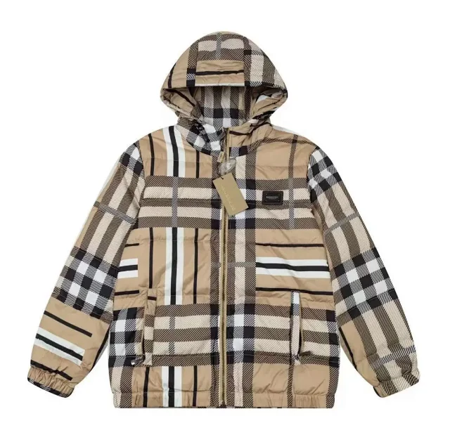 Burberry Down Jackets Hooded quilted jacket with check lining product detail image 2