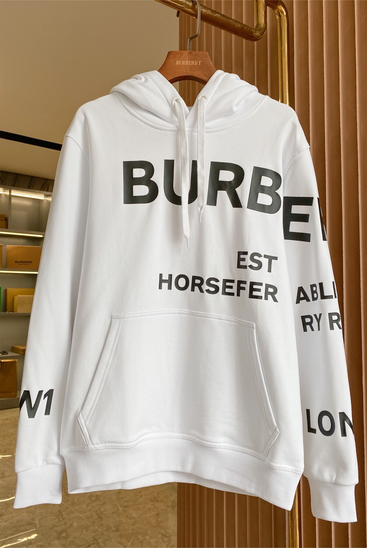Burberry Logo Print Oversized Hoodie White