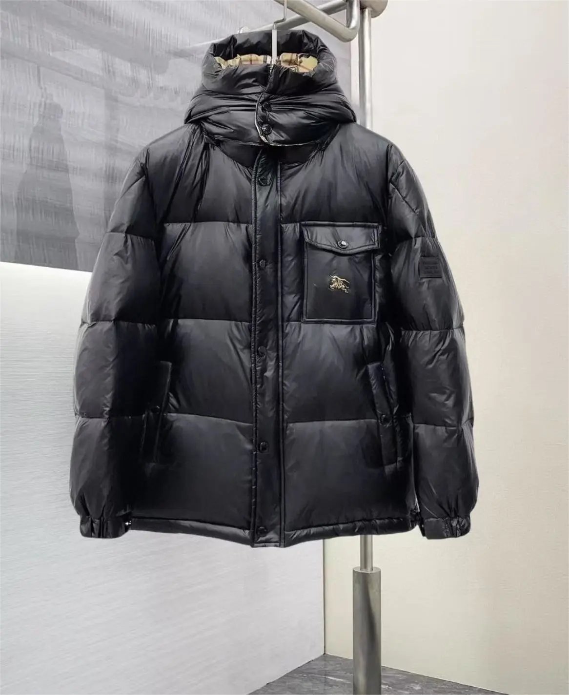 Burberry Hooded Windbreaker Jacket in Beige and Black Outerwear - 5