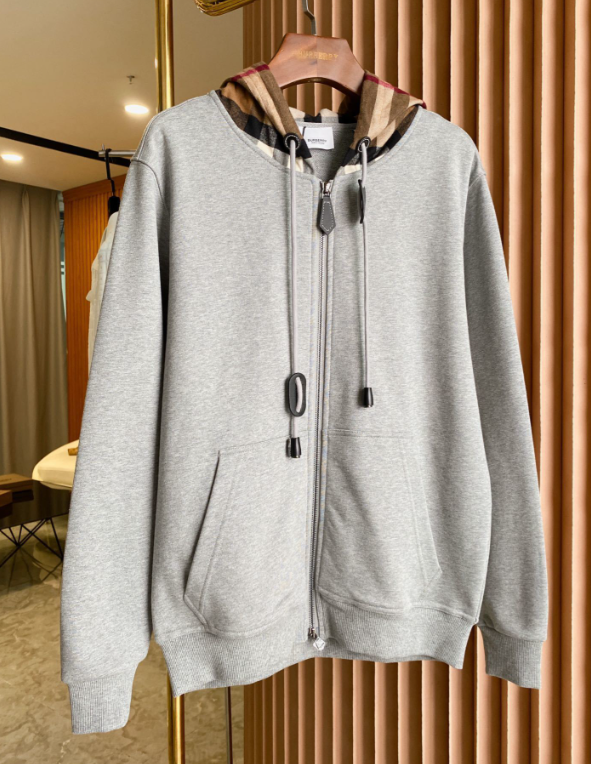 Burberry Monogram Logo Zip-Up Hoodie Gray - 7