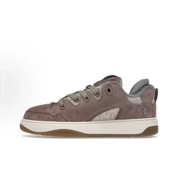 Dior B23 Low Brown Suede Oblique Print Sneakers - 1