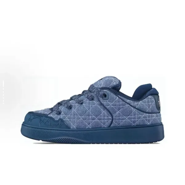 Dior B23 Low Top Denim Quilted Navy Sneakers - 1