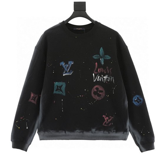 Washed Distressed Hand-Painted Crew Neck Sweatshirt