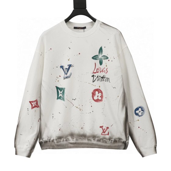 Washed Distressed Hand-Painted Crew Neck Sweatshirt
