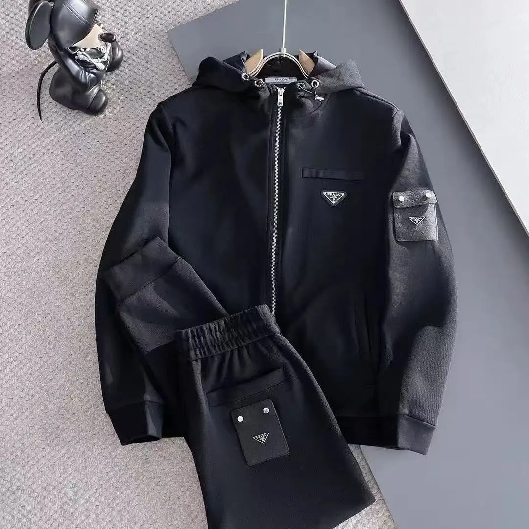 Prada Tracksuits Hooded Zip Tracksuit with Utility Pocket — hot prada suit