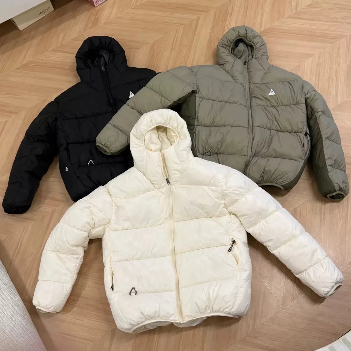 Puffer Jacket Black Olive Beige Hooded Quilted Winter Coat