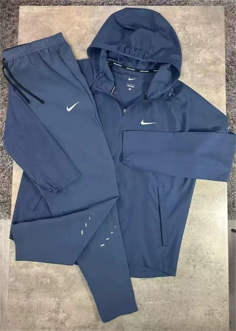 Nike Running Windbreaker and Joggers Set Navy Blue Activewear