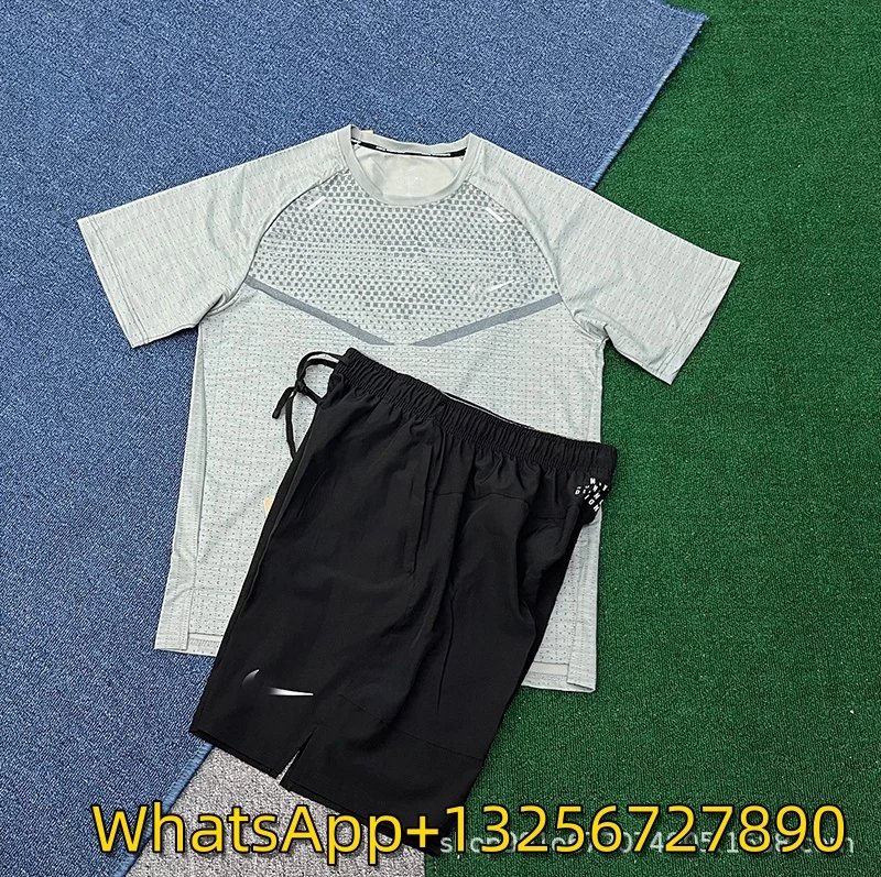 Nike Shirts Short-Sleeve Patterned Running Shirt — gray-black suit