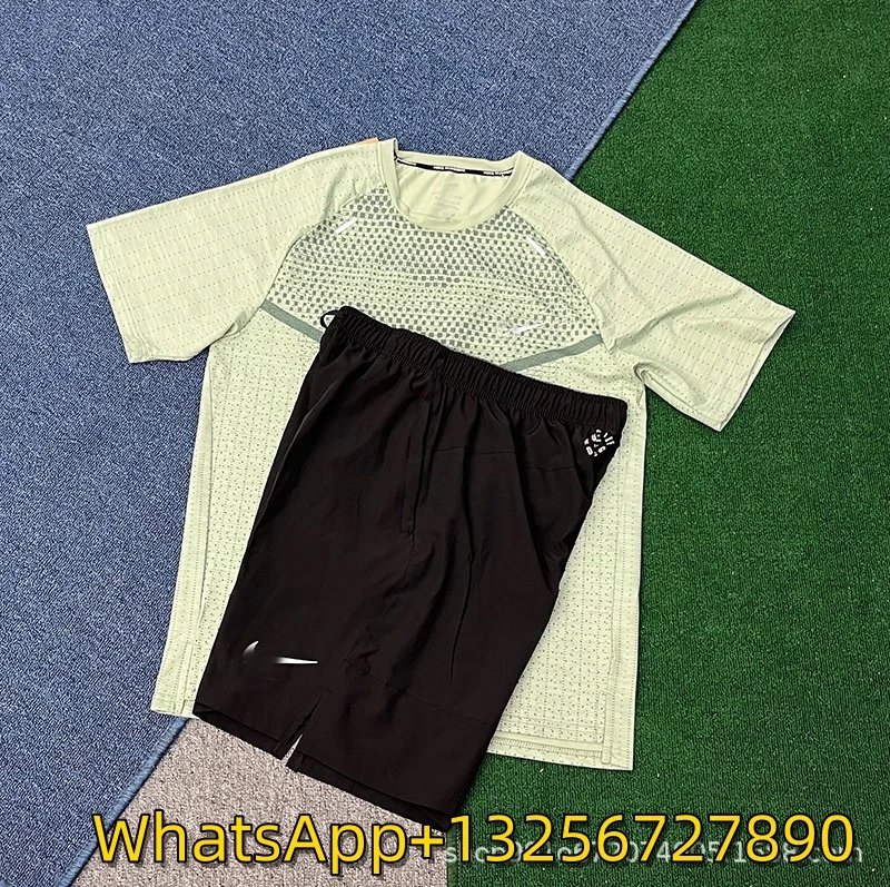 Nike Shirts Short-Sleeve Patterned Running Shirt — green and black suit