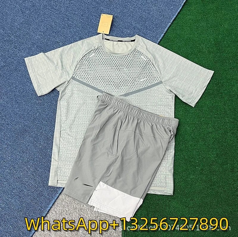 Nike Shirts Short-Sleeve Patterned Running Shirt — gray suit
