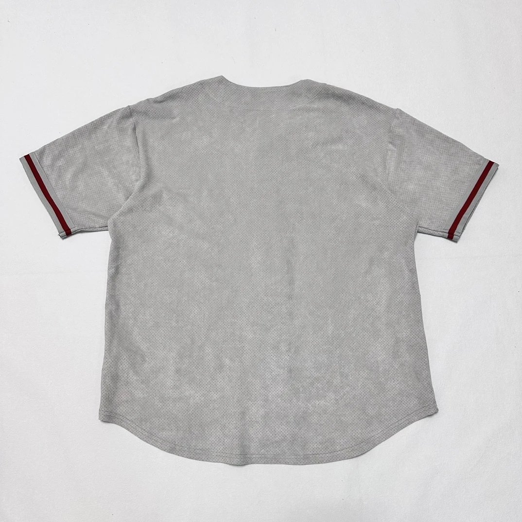 Supreme Mesh Baseball Jersey Gray Red Arch Logo Sportswear