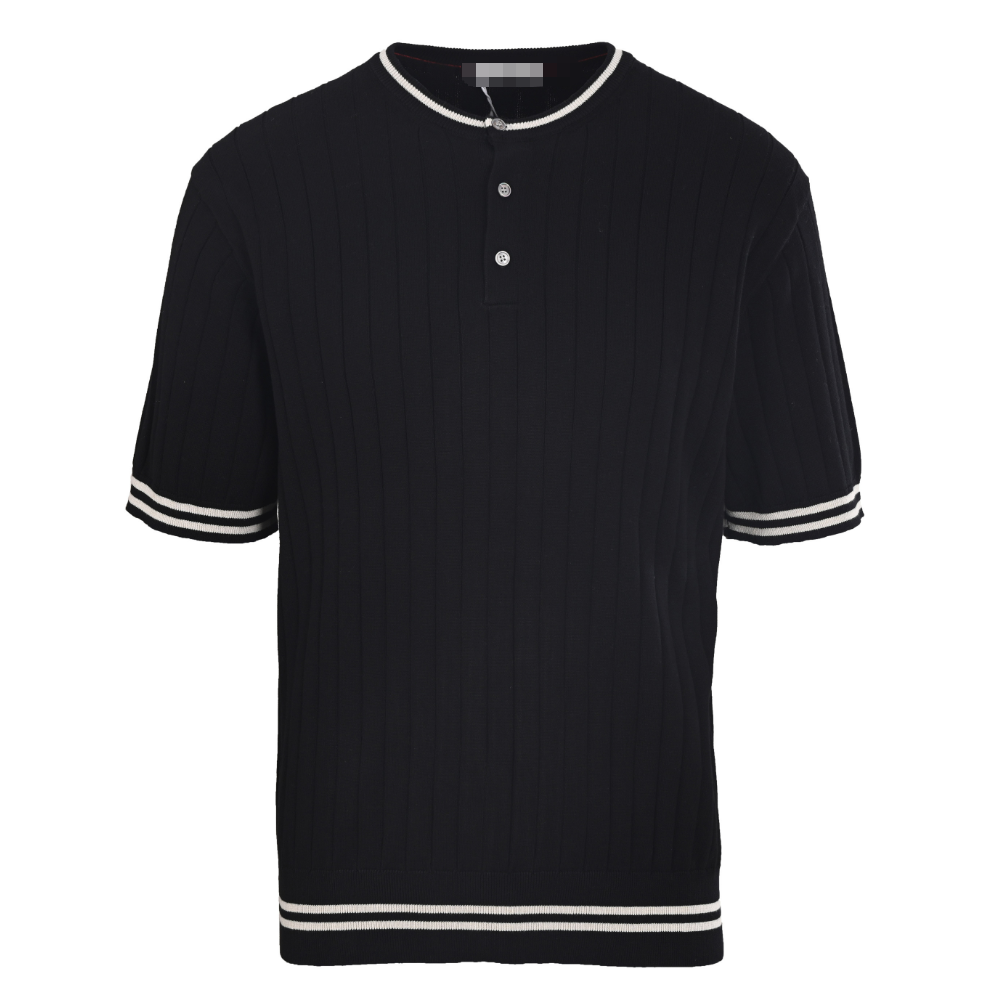 5 Black Three-Button with Double White Striped Sleeves