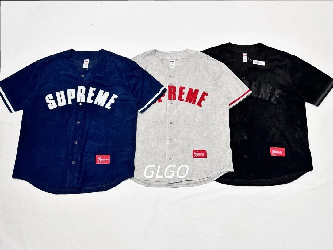 Supreme Mesh Baseball Jersey Gray Red Arch Logo Sportswear