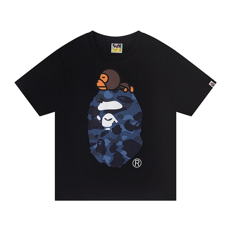 TOP 猿人印花圆领短袖T恤 黑色 白色 S-XL A6