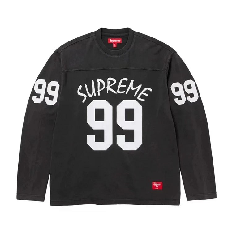 Sup  24 99 L/S FOOTBALL TOP 长袖T恤 黑 白 S M L XL   E571