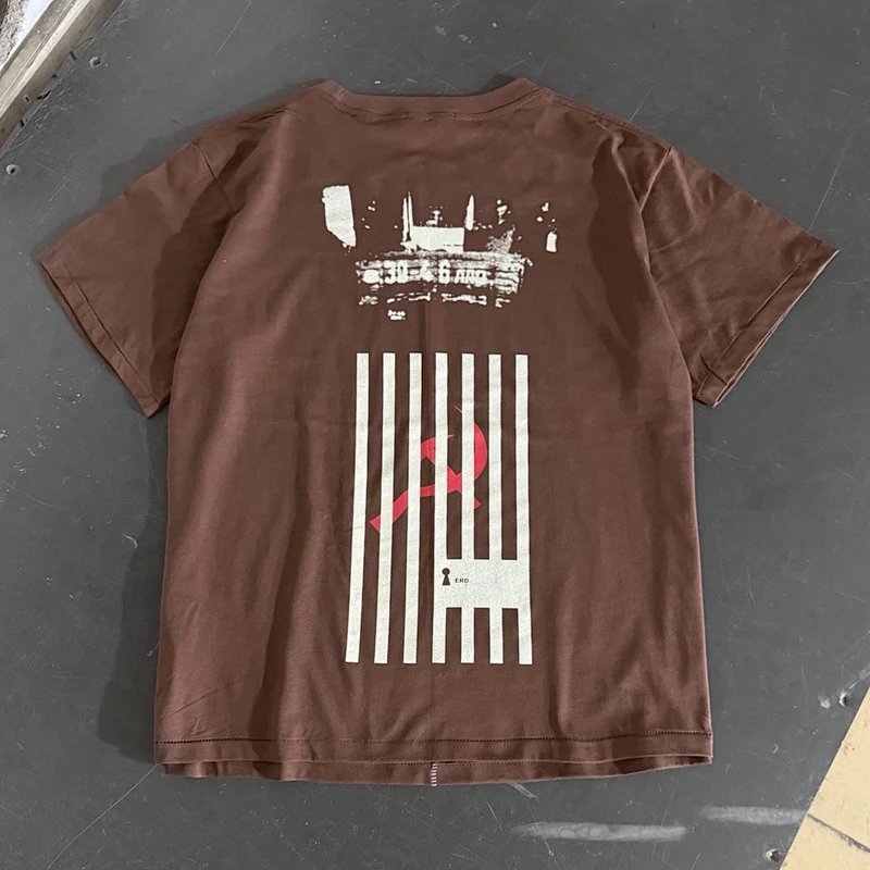 Enfants Riches Deprimes 红色镰刀锤子符号印花短袖 尺码:S M L XL 颜色: 咖色 ERD6105