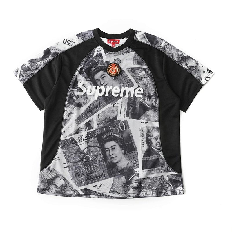 POUNDS SOCCER JERSEY 英镑数码印花短袖V领球衣T恤 红色 浅紫 黑色 尺码：S M L XL  CS109