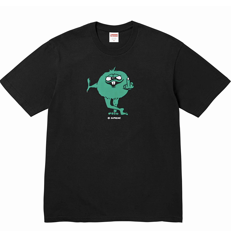 SUP 23FW CAMACHO TEE 竖中指 经典卡通玩偶印花短袖T恤 黑 白 S M L XL  B354#