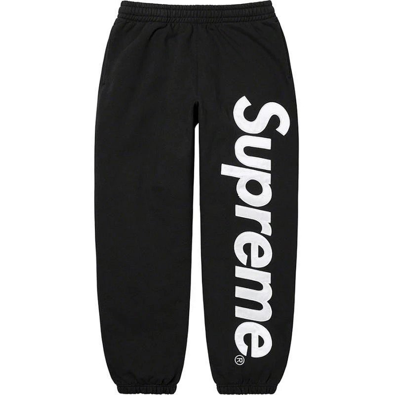 22FW Satin Applique Sweatpant 大logo加绒棉卫裤 黑色 花灰 宝蓝 红色 绿色 棕色 浅蓝色 橙色 浅紫 卡其 S M L XL 1309#A309