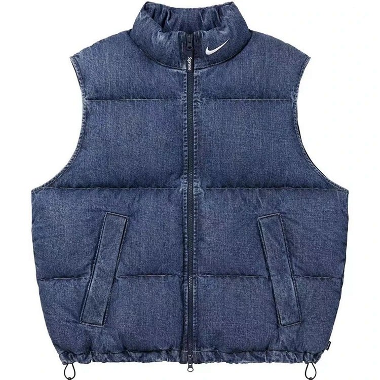SUP 联名 DENIM PUFFER VEST 牛仔马甲 黑 牛仔蓝 S M L XL  D426