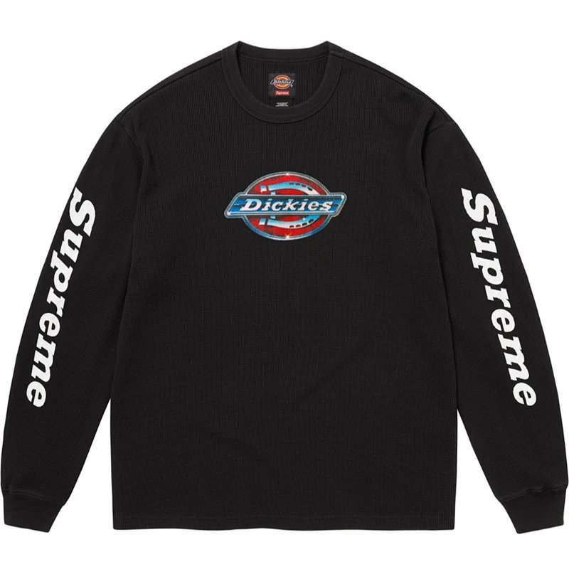 DK长袖T恤  X DICKIES 联名款 FW25 THERMAL L/S TEE 华夫格保暖长袖TEE 黑色米白 S- XL  SB41