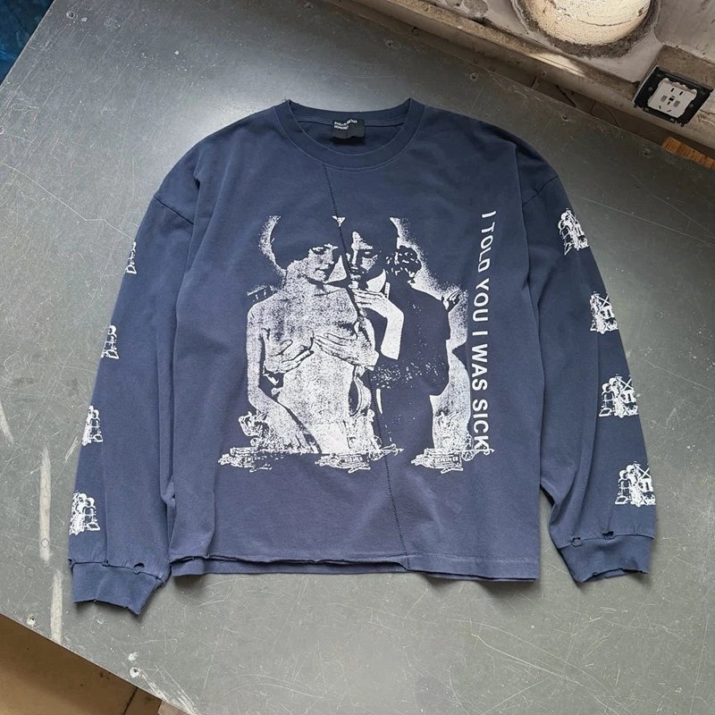 Enfants Riches Deprimes  I TOLD YOU I WAS SICK 长袖T恤 尺码： S M L XL  颜色：蓝色  ERD8830