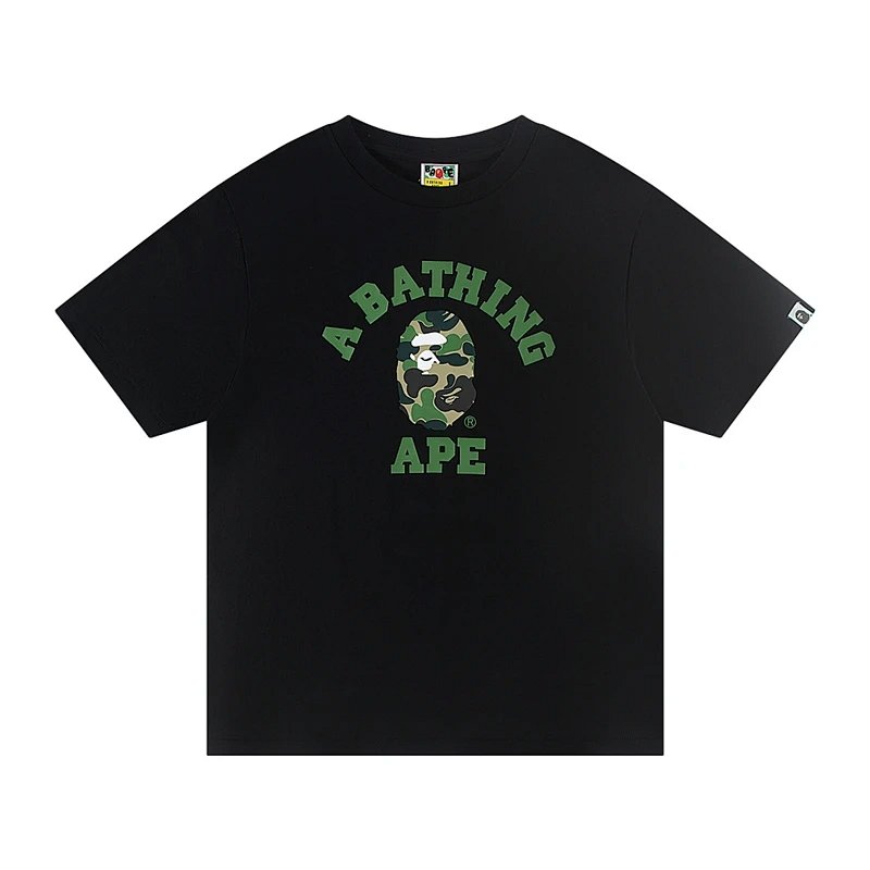 TOP 猿人印花圆领短袖T恤 黑色 白色 S-XL  A14