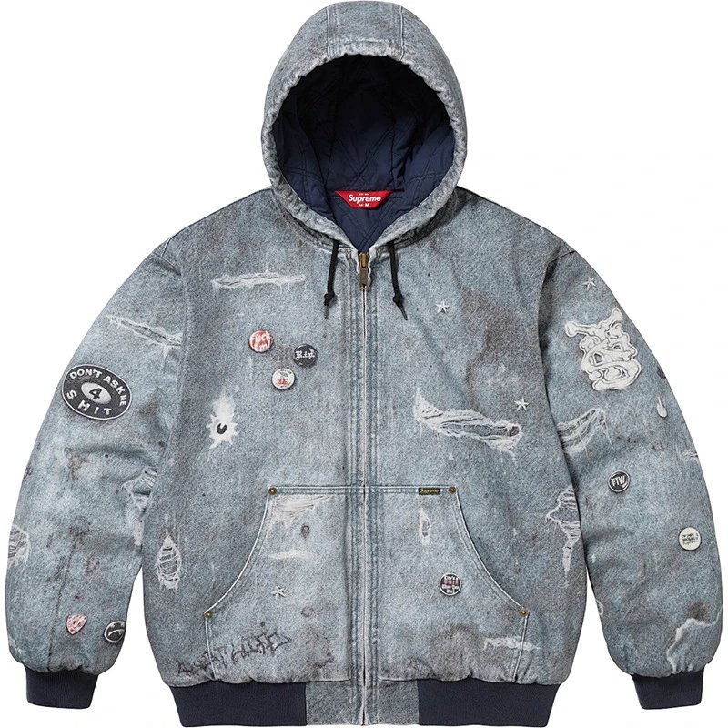 SUP HJR视差印花连帽外套 牛仔蓝 S M L XL  D431