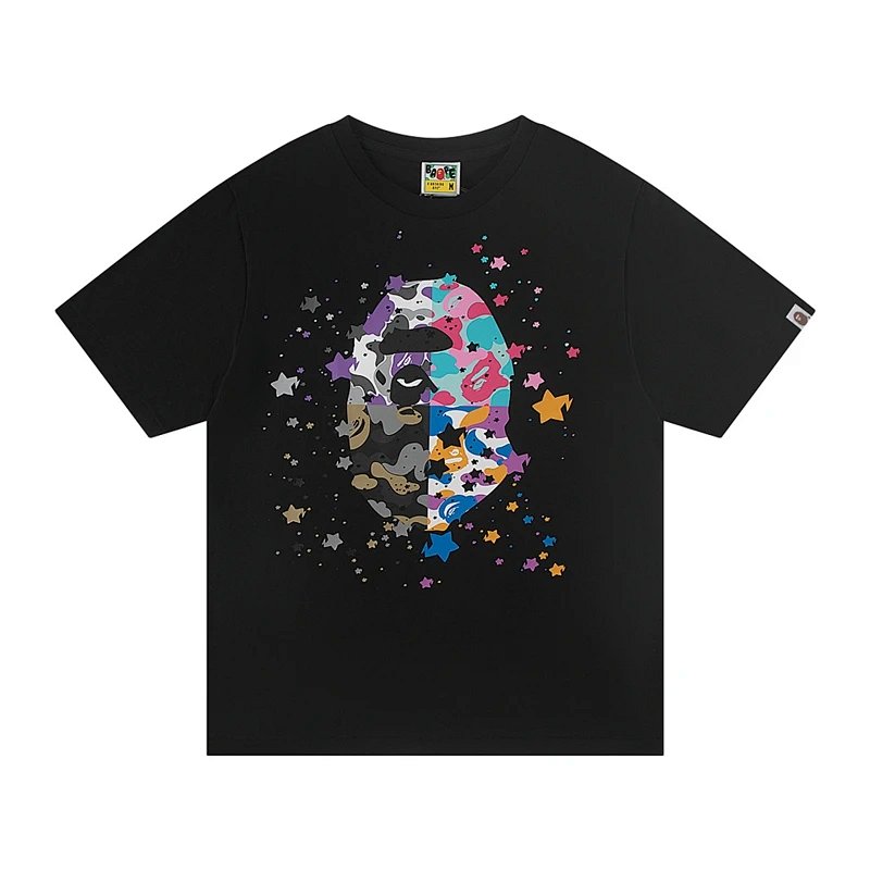TOP 猿人印花圆领短袖T恤 黑色 白色 S-XL  A28