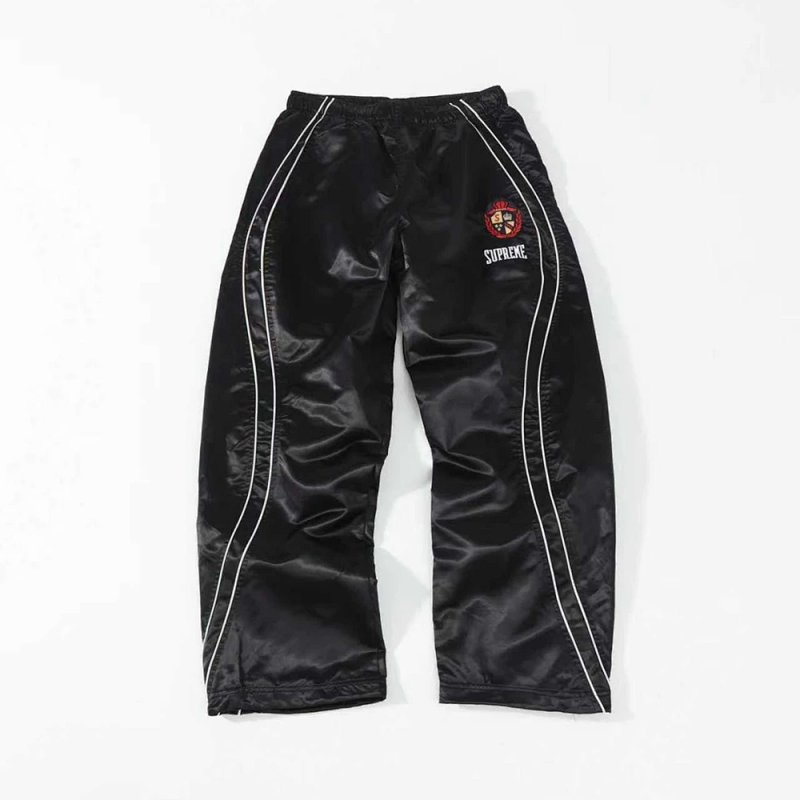 SS25 WEEK16 Satin Track Pant潮流缎面贴片logo针织运动裤  颜色：黑色 冰蓝  S-XL  CS104