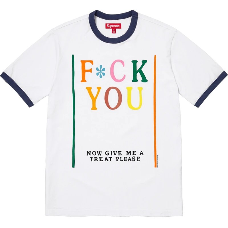 F*CK T恤  x MIKE KELLEY 联名款 SS26  RINGER S/S TOP 趣味字母短袖TEE 白 S- XL  SB66