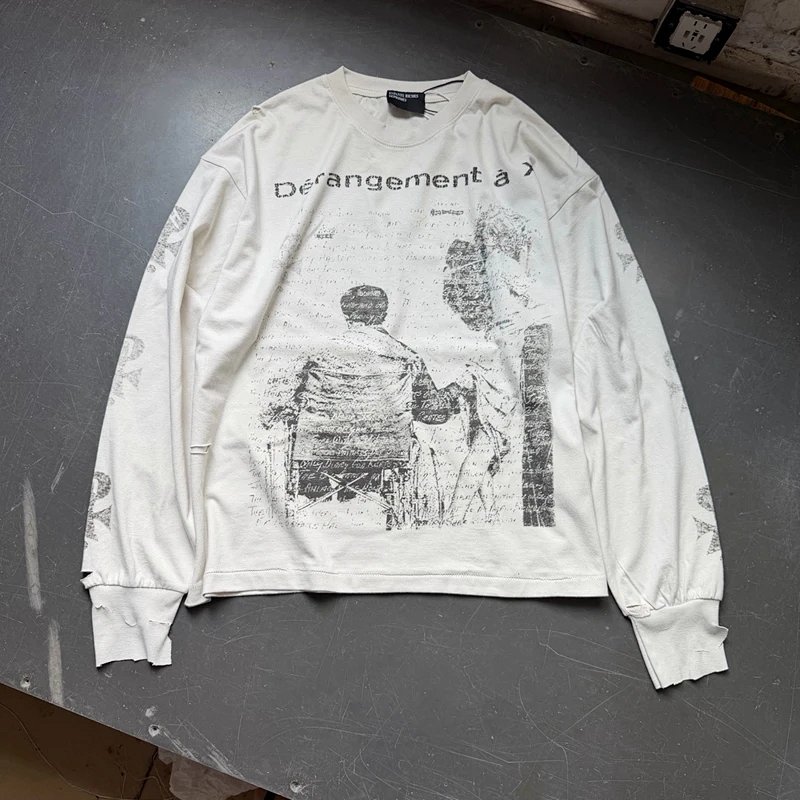 Enfants Riches Deprimes  Dérangement à X 全幅破坏长袖T恤 尺码： S M L XL  颜色：杏灰色  ERD8829