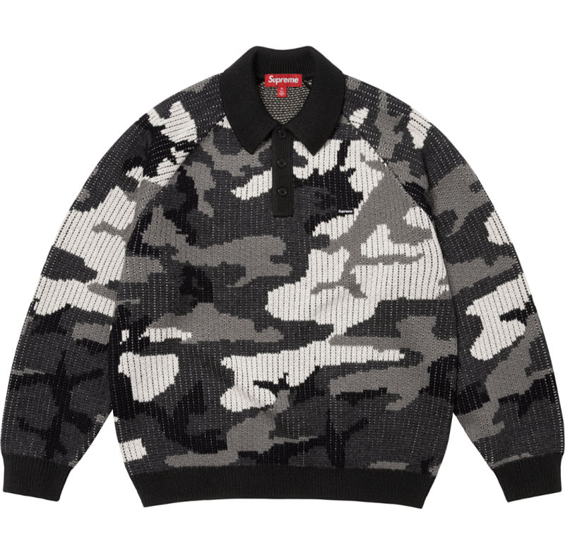 FW25 SMALL BOX POLO SWEATER 刺绣徽标针织长袖POLO衫/毛衣 黑 粉 迷彩 S-XL  SB38