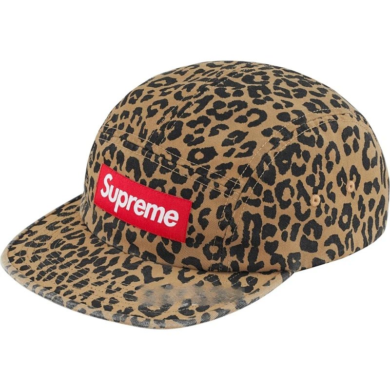 Sup 23FW WASHED CHINO TWILL CAMP CAP 红 黑 豹纹 牛仔蓝  H020