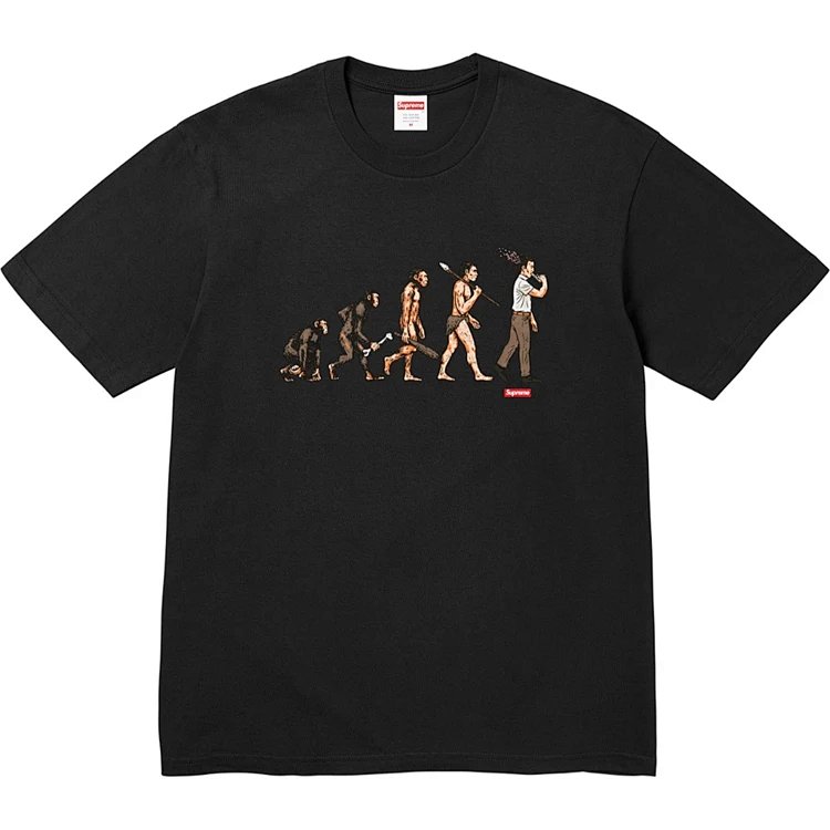 SS26 EVOLUTION TEE 人类进化印花短袖 黑白 S-XL  SB53