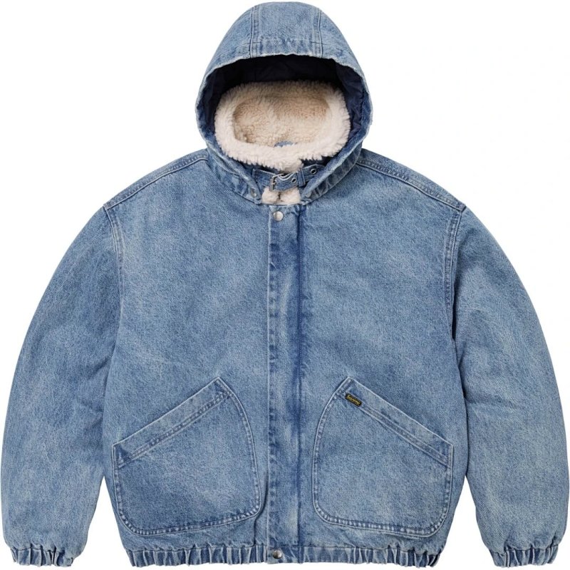 24Fw Faux Shearling Lined Bomber Jacket 羊羔绒牛仔夹克  黑色 白色 洗水蓝 S-XL  SB28