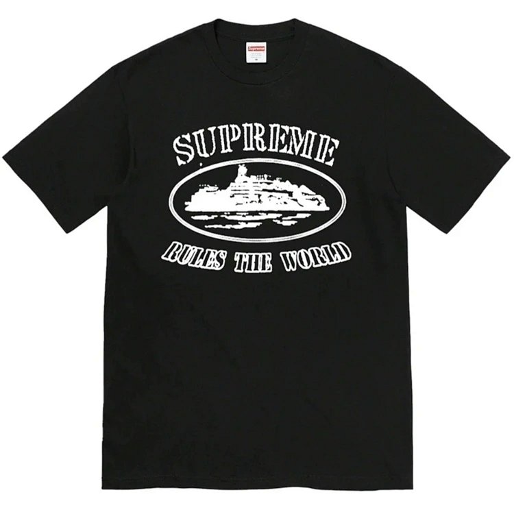 SUP X CORTEIZ 联名款 FW23 RULE THE WORLD TEE 恶魔岛印花短袖TEE 黑 S- XL B361
