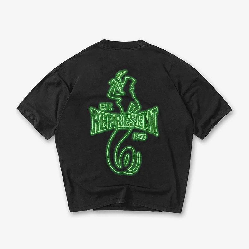 REPRESENT 系列 新款美式高街男女街头潮流宽松短袖 尺码: S M L XL 颜色:洗水黑 REP9834
