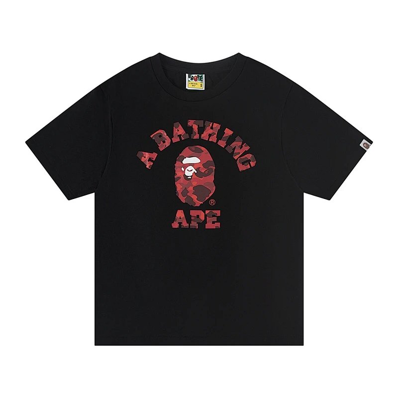 TOP 猿人印花圆领短袖T恤 黑色 白色 S-XL A2