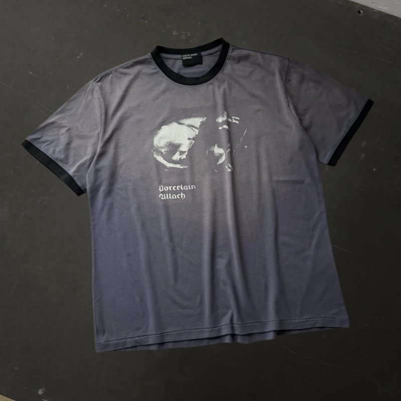 Enfants Riches Deprimes  拿破仑骑马雕像罗纹短袖T恤 尺码：S M L XL 颜色： 水洗蓝  ERD722