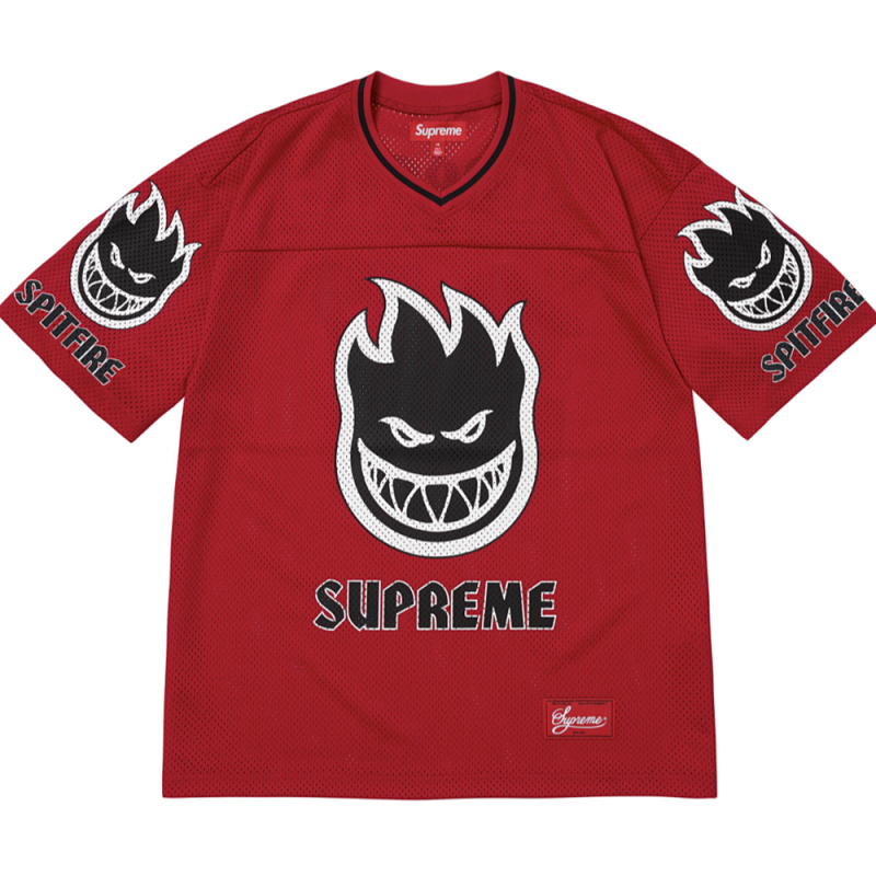 SPITFIRE FOOTBALL JERSEY  火焰球衣 透气网眼V领短袖橄榄球服 黑 红 S- XL SB84