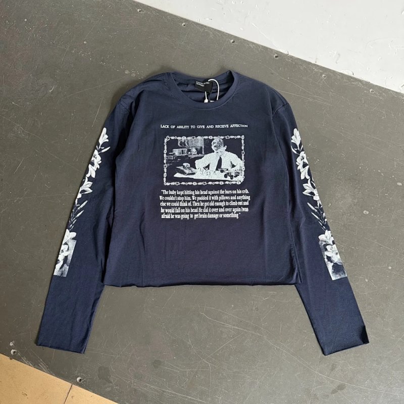 Enfants Riches Deprimes 藏青人物花卉短款长袖T恤 尺码:S M L XL 颜色: 藏蓝色 ERD8870